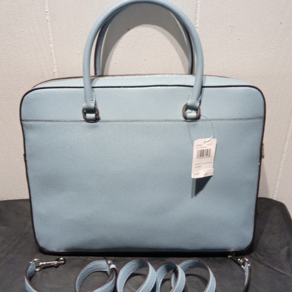 NWT COACH Leather Laptop Briefcase in Cornflower - Picture 2 of 8